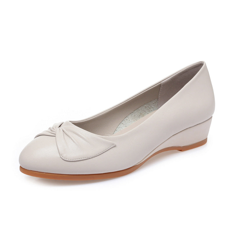 CUSHHIDE Women's Bow Wedge Shoes
