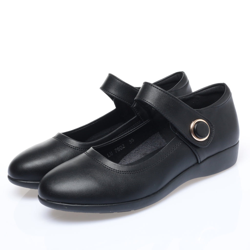 CUSHHIDE Women's Mary Jane Flats with Hook-and-Loop Strap