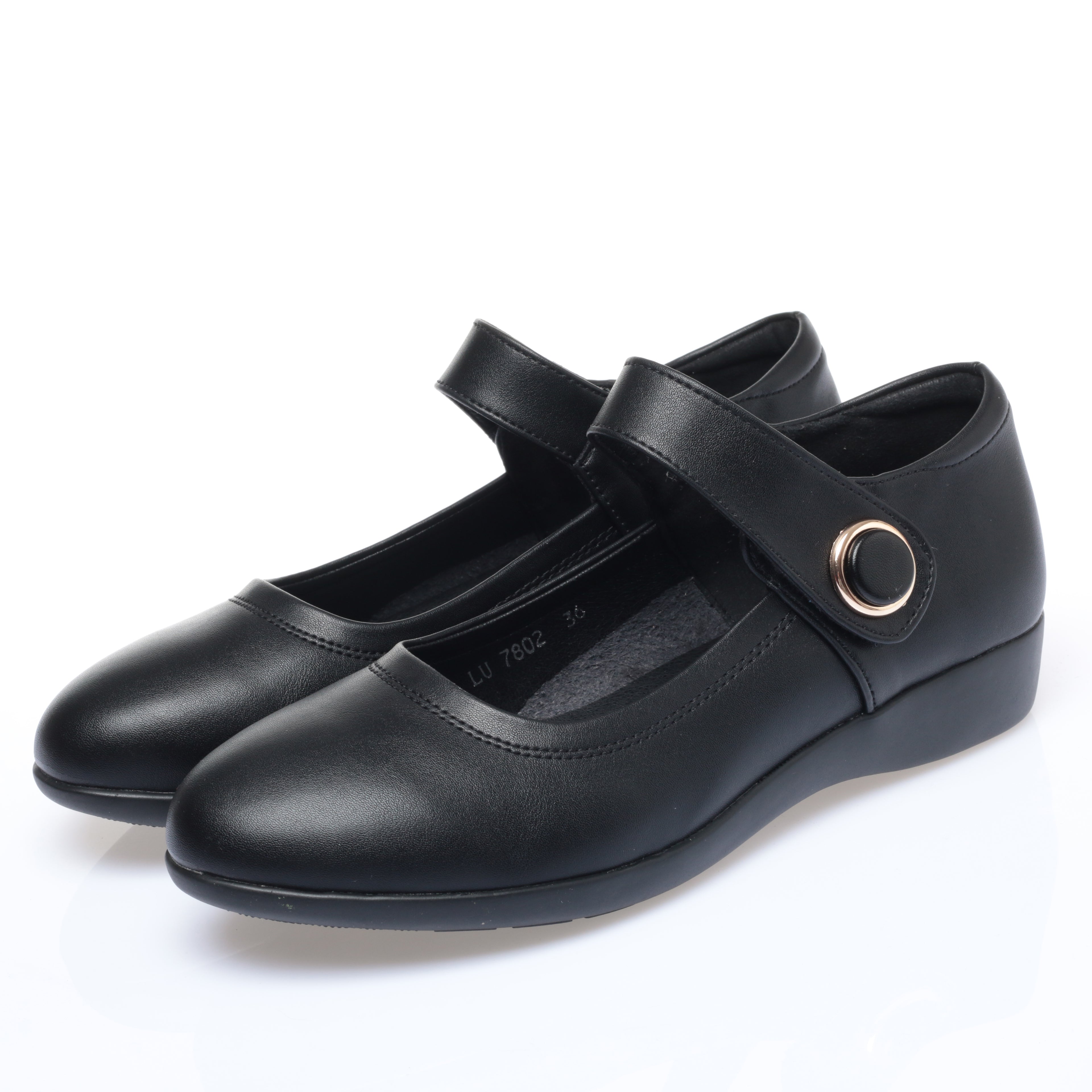 CUSHHIDE Women's Mary Jane Flats with Hook-and-Loop Strap