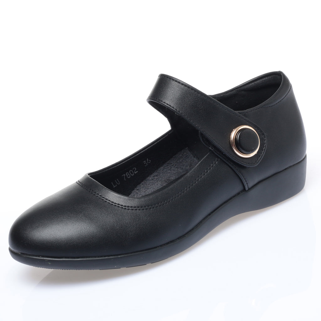 CUSHHIDE Women's Mary Jane Flats with Hook-and-Loop Strap