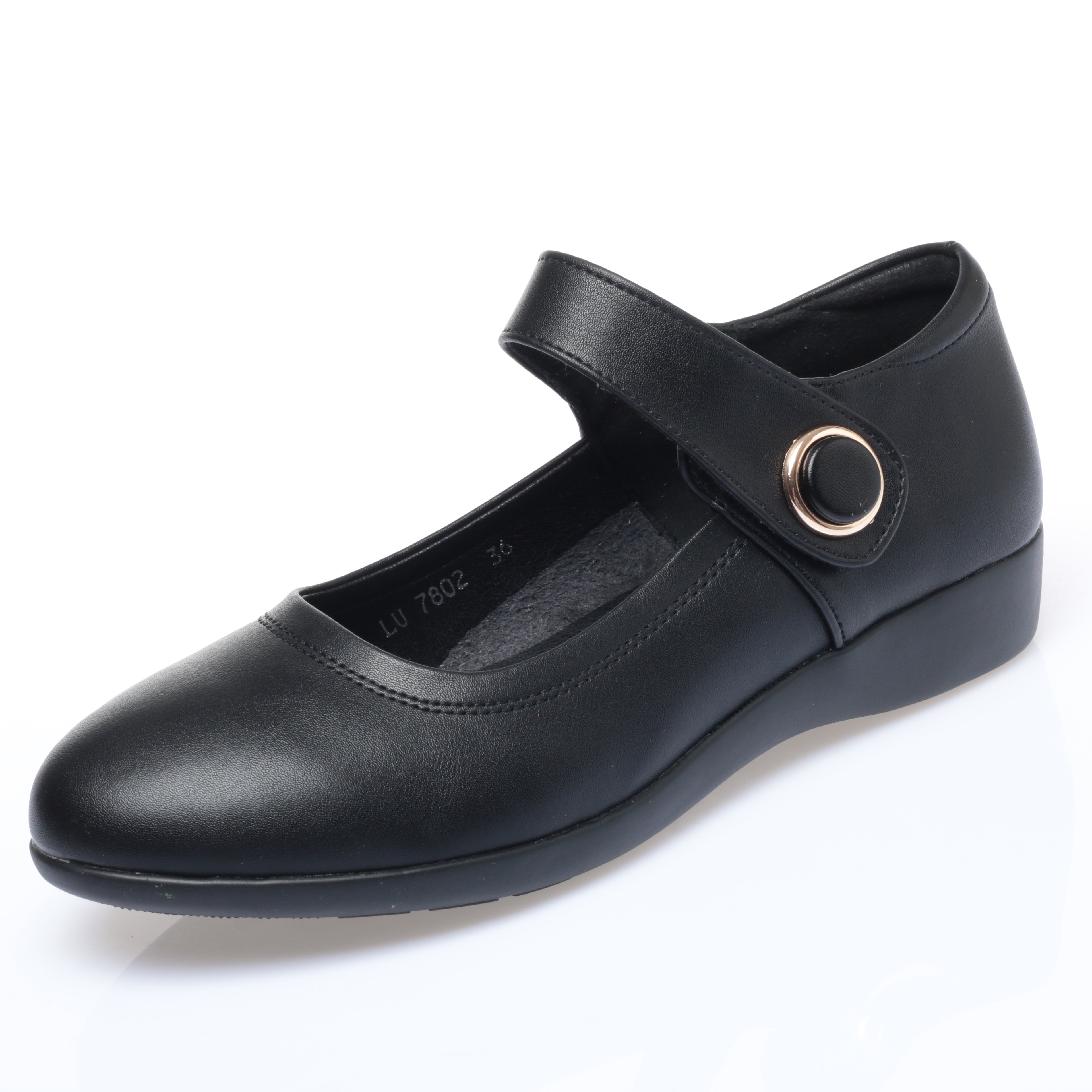 CUSHHIDE Women's Mary Jane Flats with Hook-and-Loop Strap