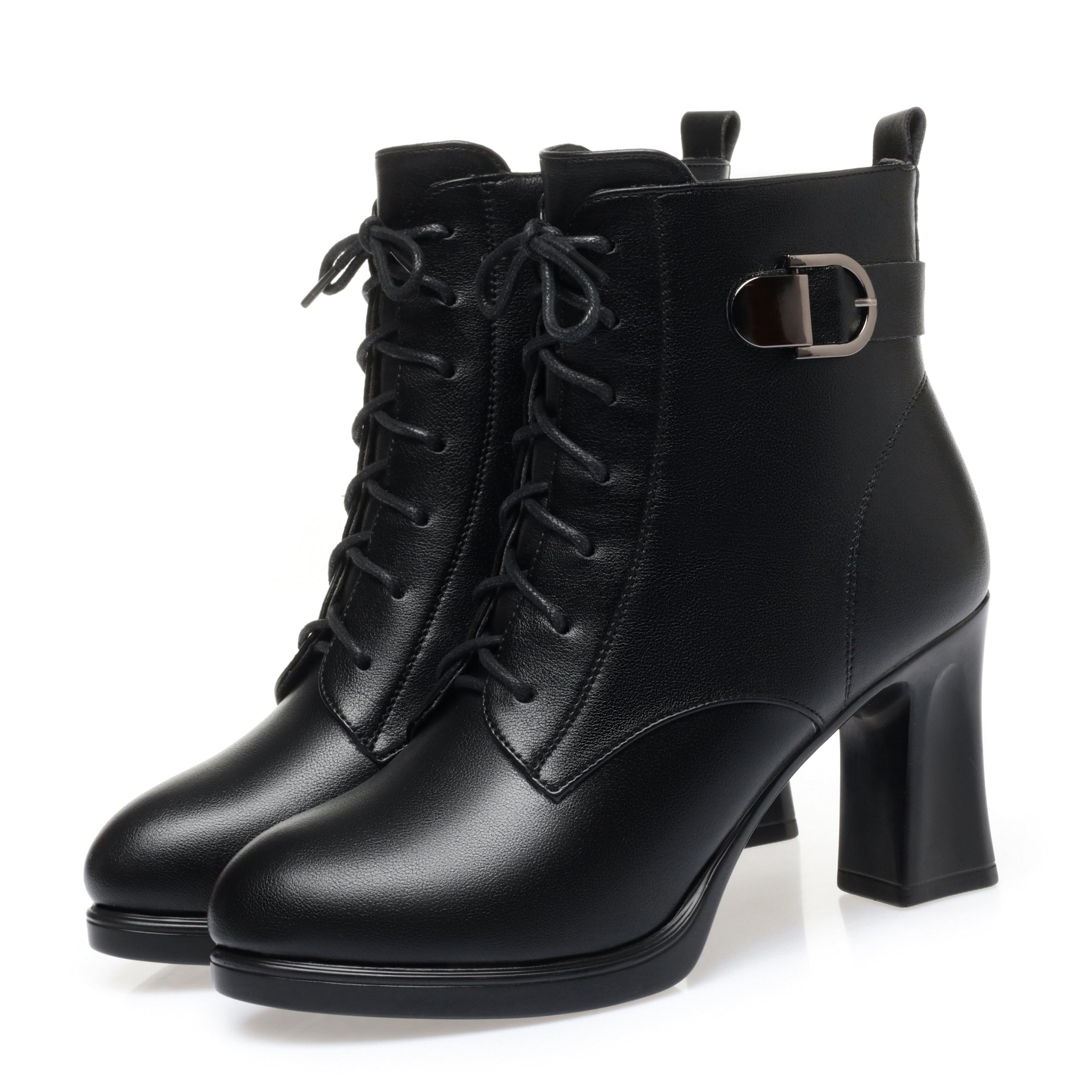 CUSHHIDE Women's Fleece-Lined Ankle Boots with Metal Accent, 3-Inch Heel
