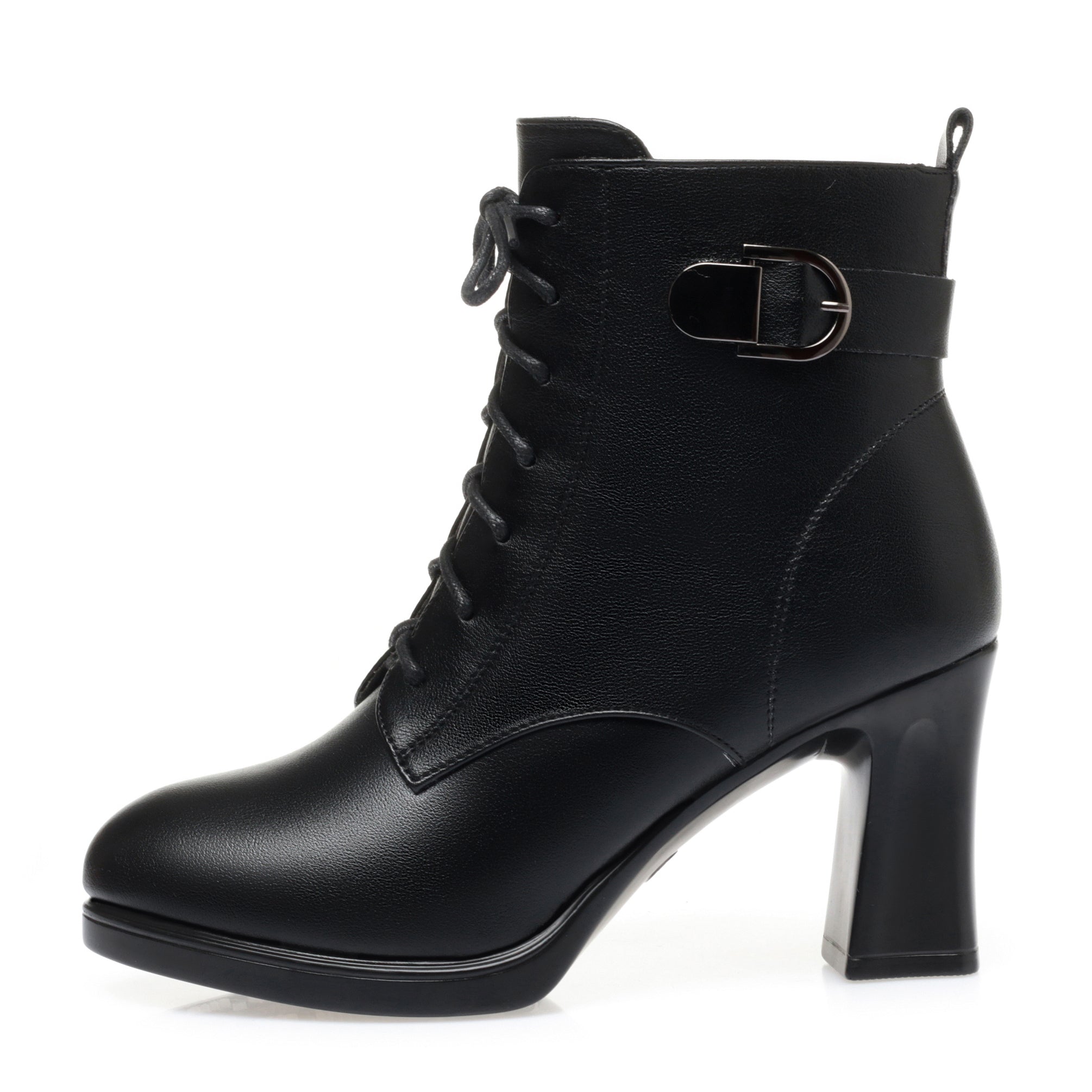 CUSHHIDE Women's Fleece-Lined Ankle Boots with Metal Accent, 3-Inch Heel