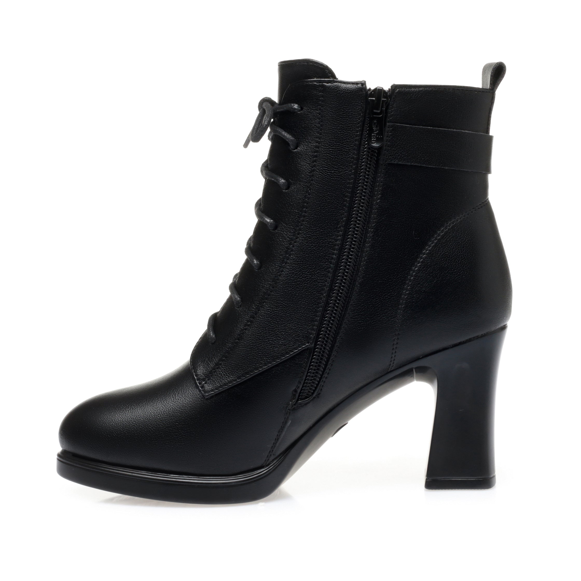 CUSHHIDE Women's Fleece-Lined Ankle Boots with Metal Accent, 3-Inch Heel