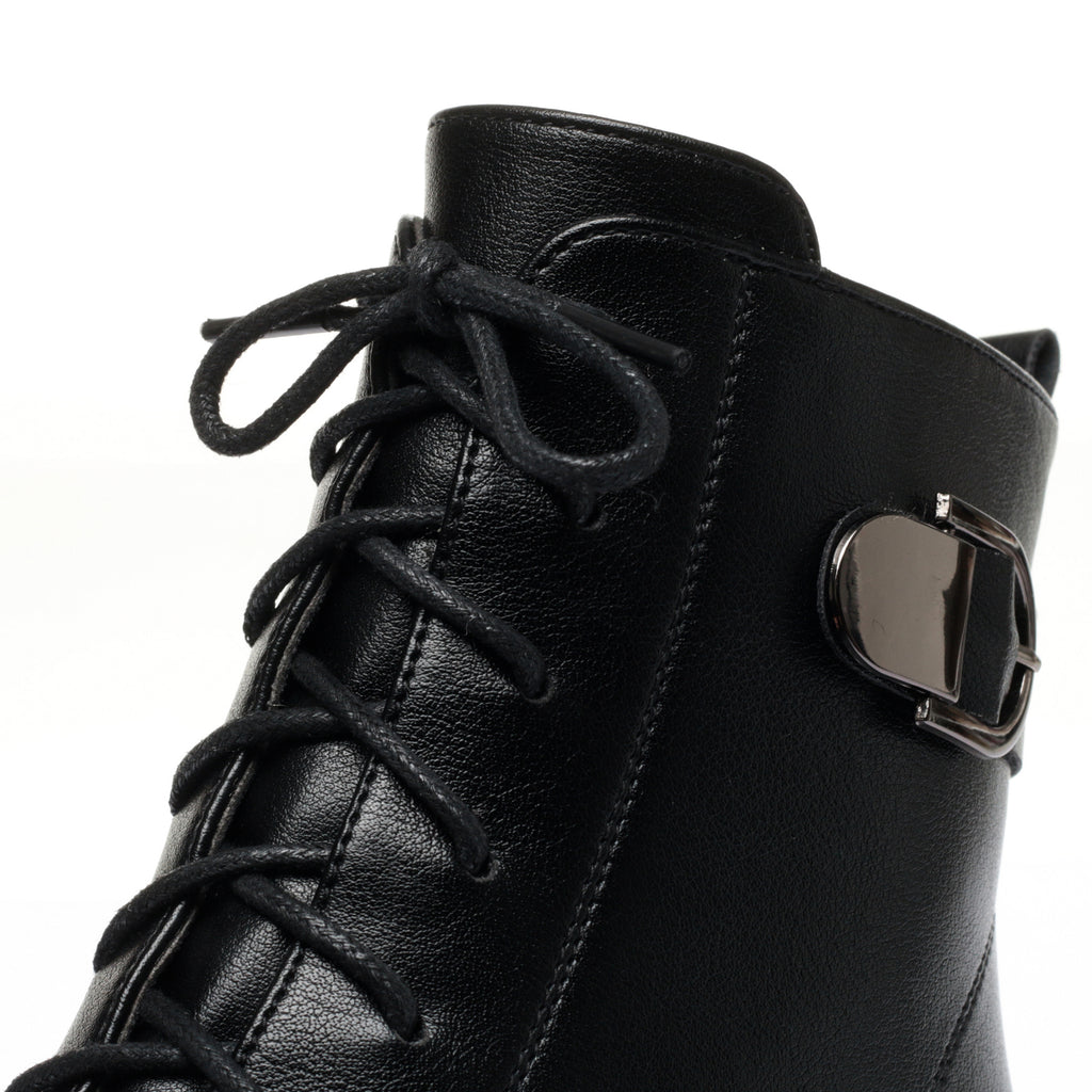 CUSHHIDE Women's Fleece-Lined Ankle Boots with Metal Accent, 3-Inch Heel