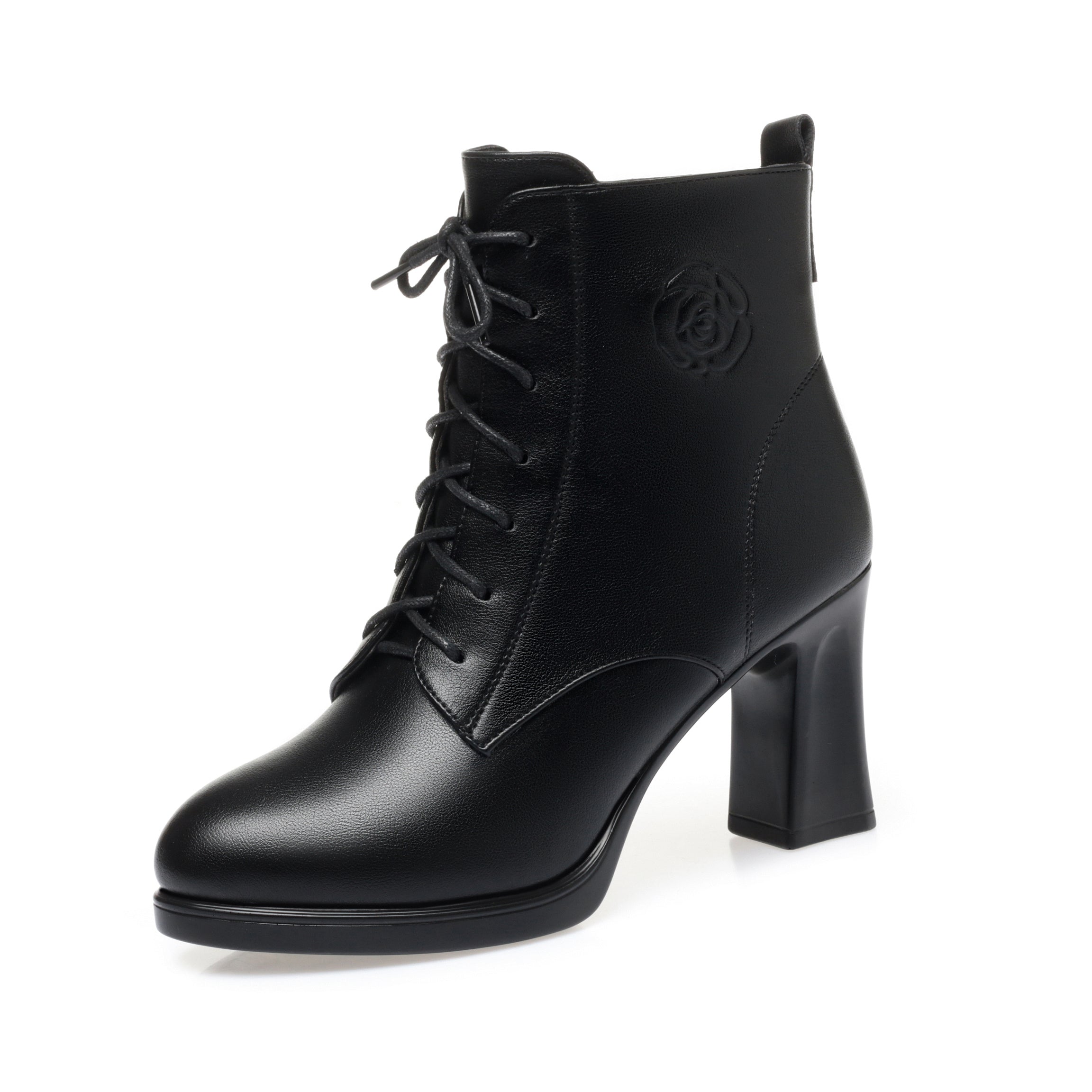 CUSHHIDE Women's Fleece-Lined Ankle Boots with Metal Accent, 3-Inch Heel