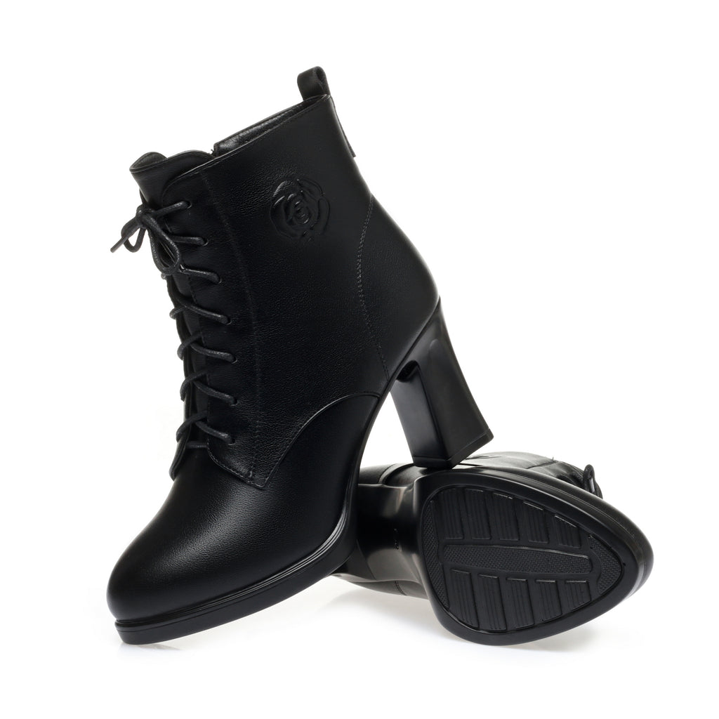 CUSHHIDE Women's Fleece-Lined Ankle Boots with Metal Accent, 3-Inch Heel