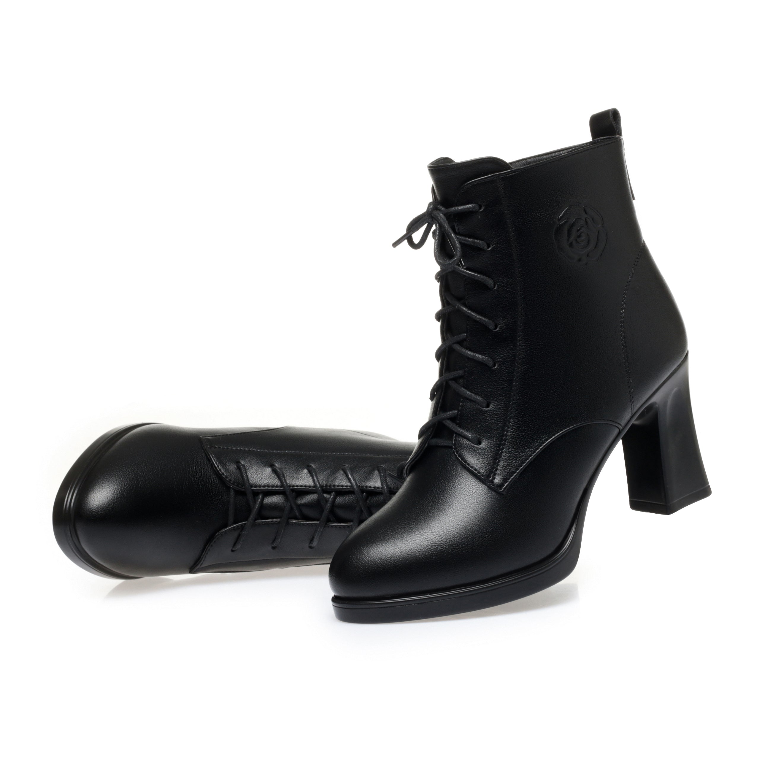 CUSHHIDE Women's Fleece-Lined Ankle Boots with Metal Accent, 3-Inch Heel