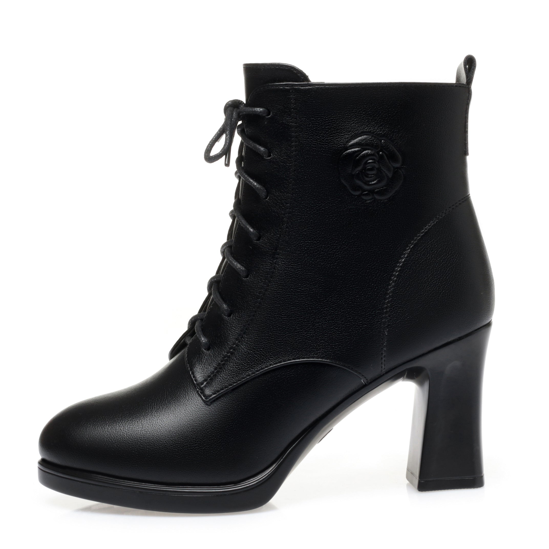 CUSHHIDE Women's Fleece-Lined Ankle Boots with Metal Accent, 3-Inch Heel