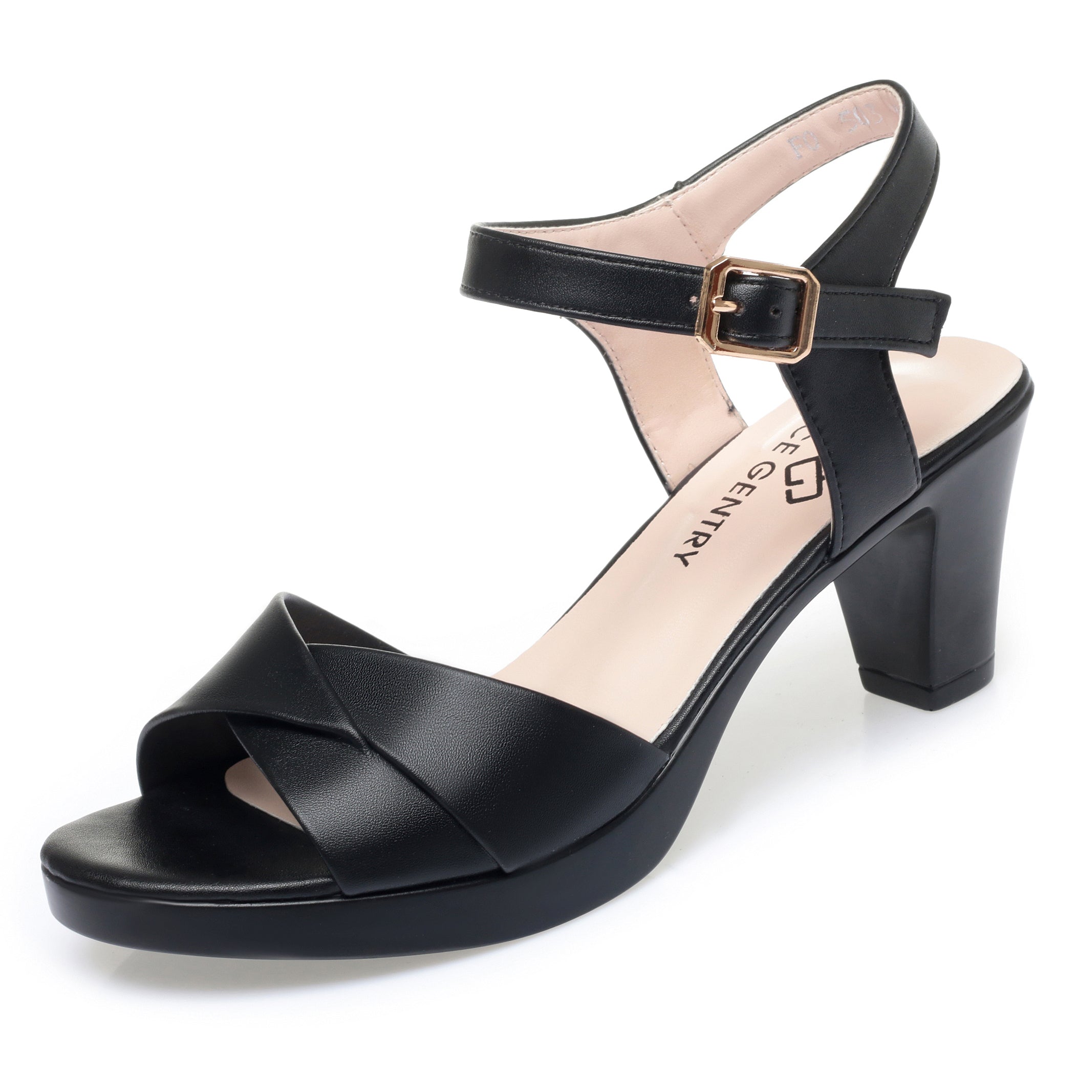 CUSHHIDE Women's Classic Heeled Sandals with Buckle Strap, 2.4-3.1-Inch Heel