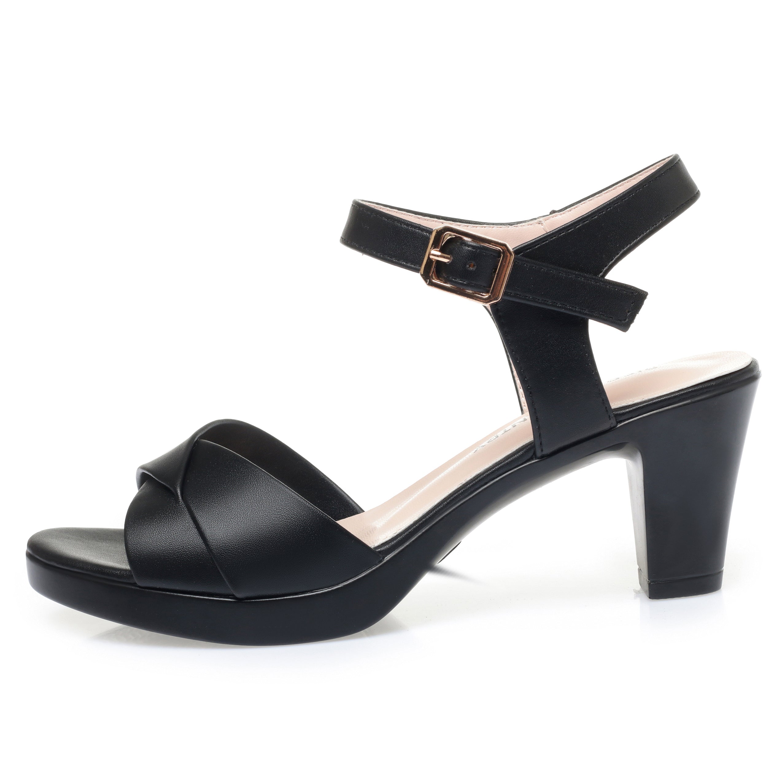 CUSHHIDE Women's Classic Heeled Sandals with Buckle Strap, 2.4-3.1-Inch Heel