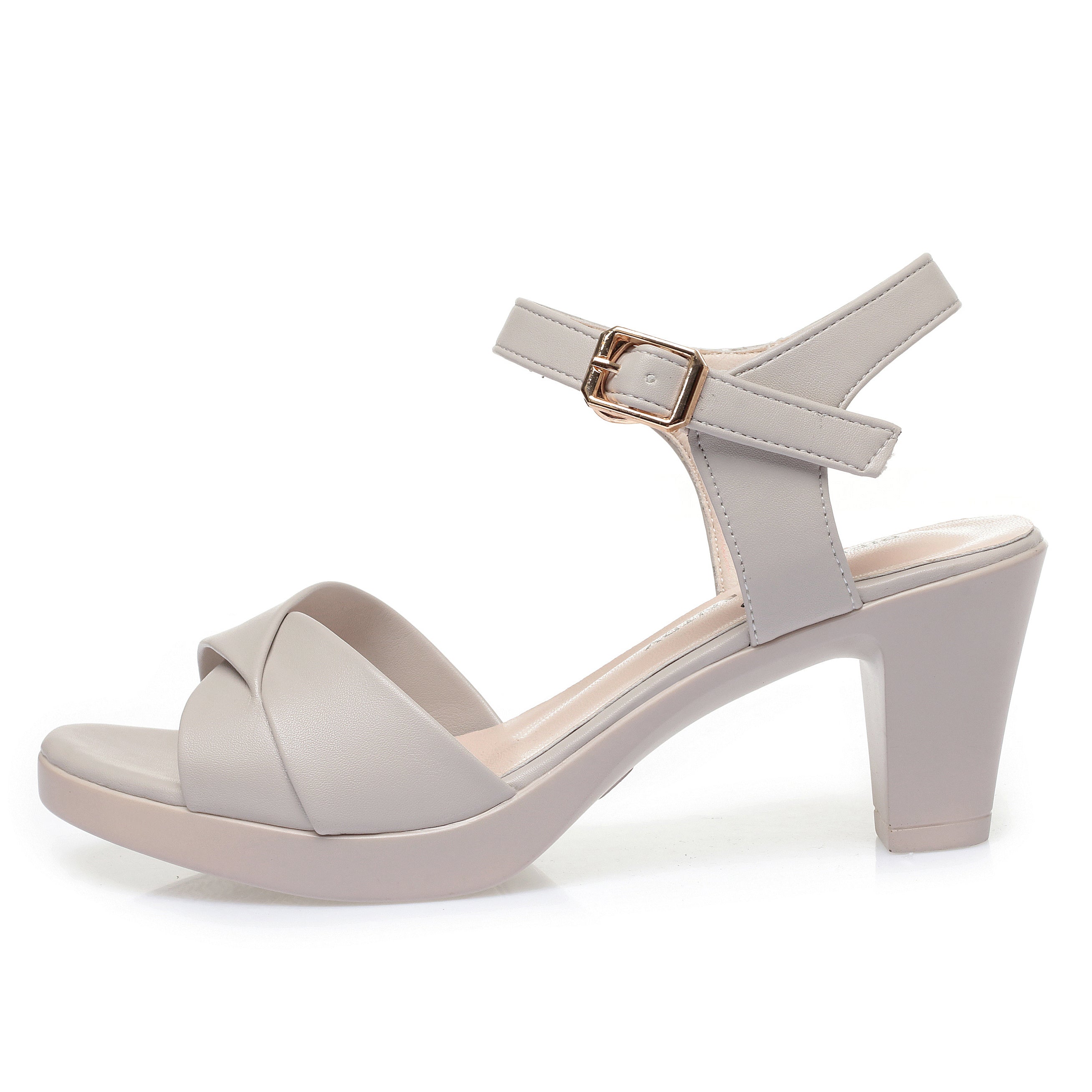 CUSHHIDE Women's Classic Heeled Sandals with Buckle Strap, 2.4-3.1-Inch Heel