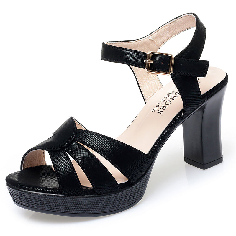CUSHHIDE Women's Classic Heeled Sandals with Adjustable Strap, 2.4-Inch Heel
