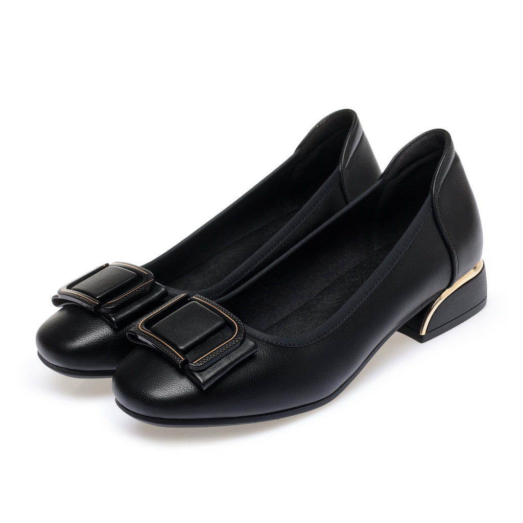 CUSHHIDE Women's Classic Block Heel Pumps, 1.2-Inch Heel