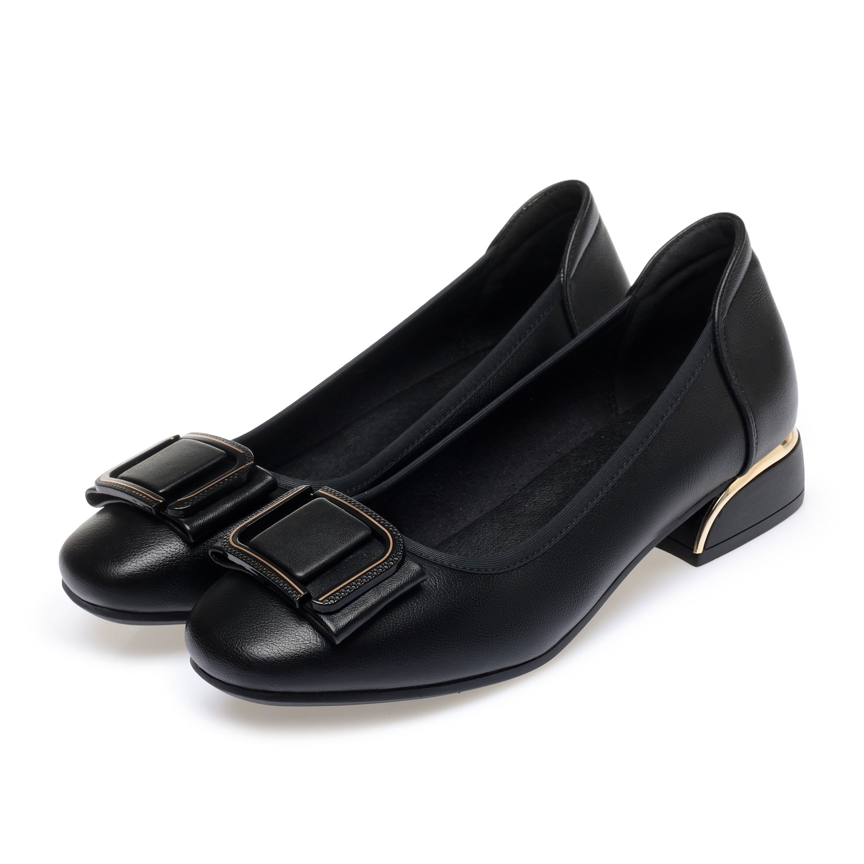 CUSHHIDE Women's Classic Block Heel Pumps, 1.2-Inch Heel