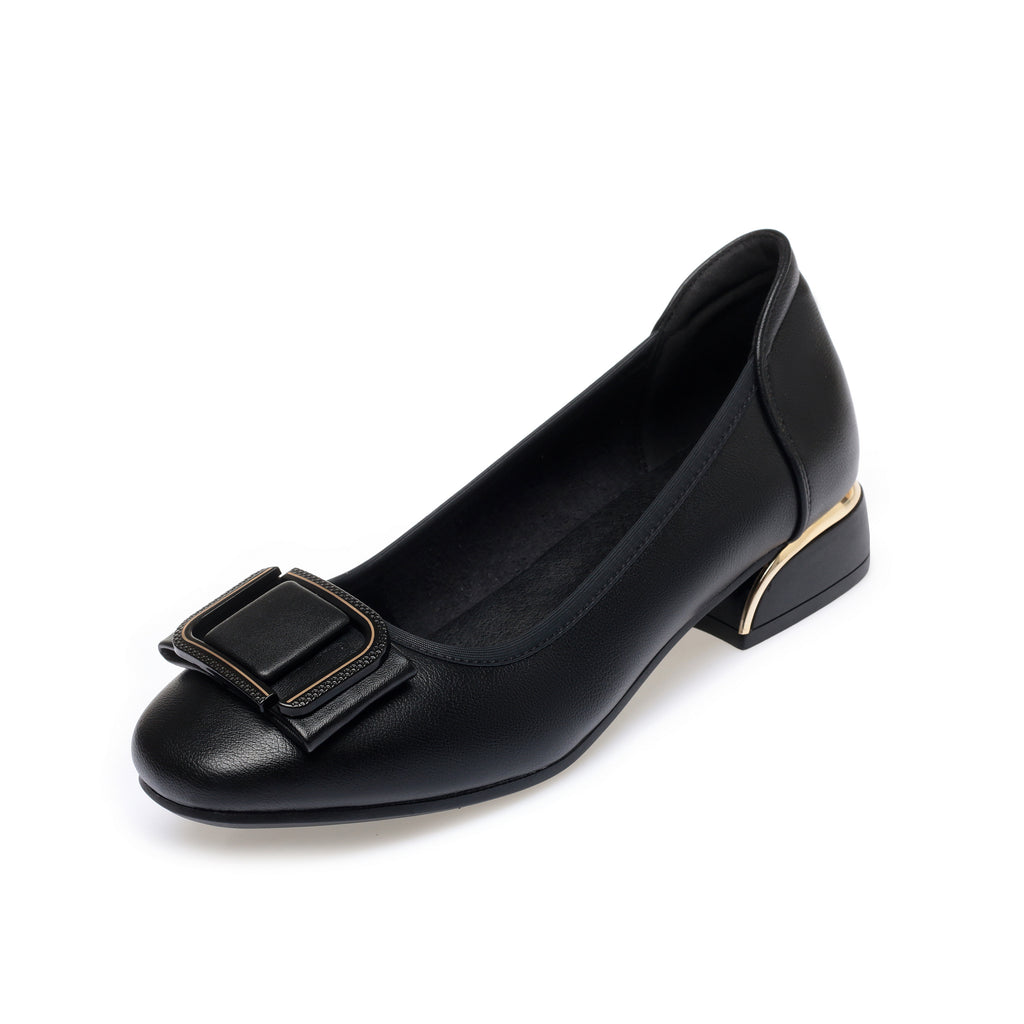 CUSHHIDE Women's Classic Block Heel Pumps, 1.2-Inch Heel