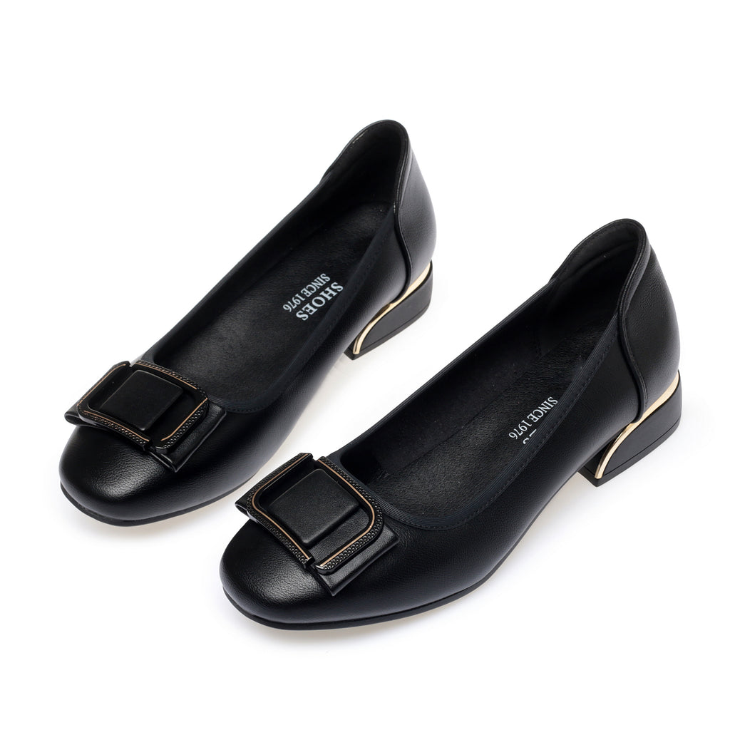 CUSHHIDE Women's Classic Block Heel Pumps, 1.2-Inch Heel