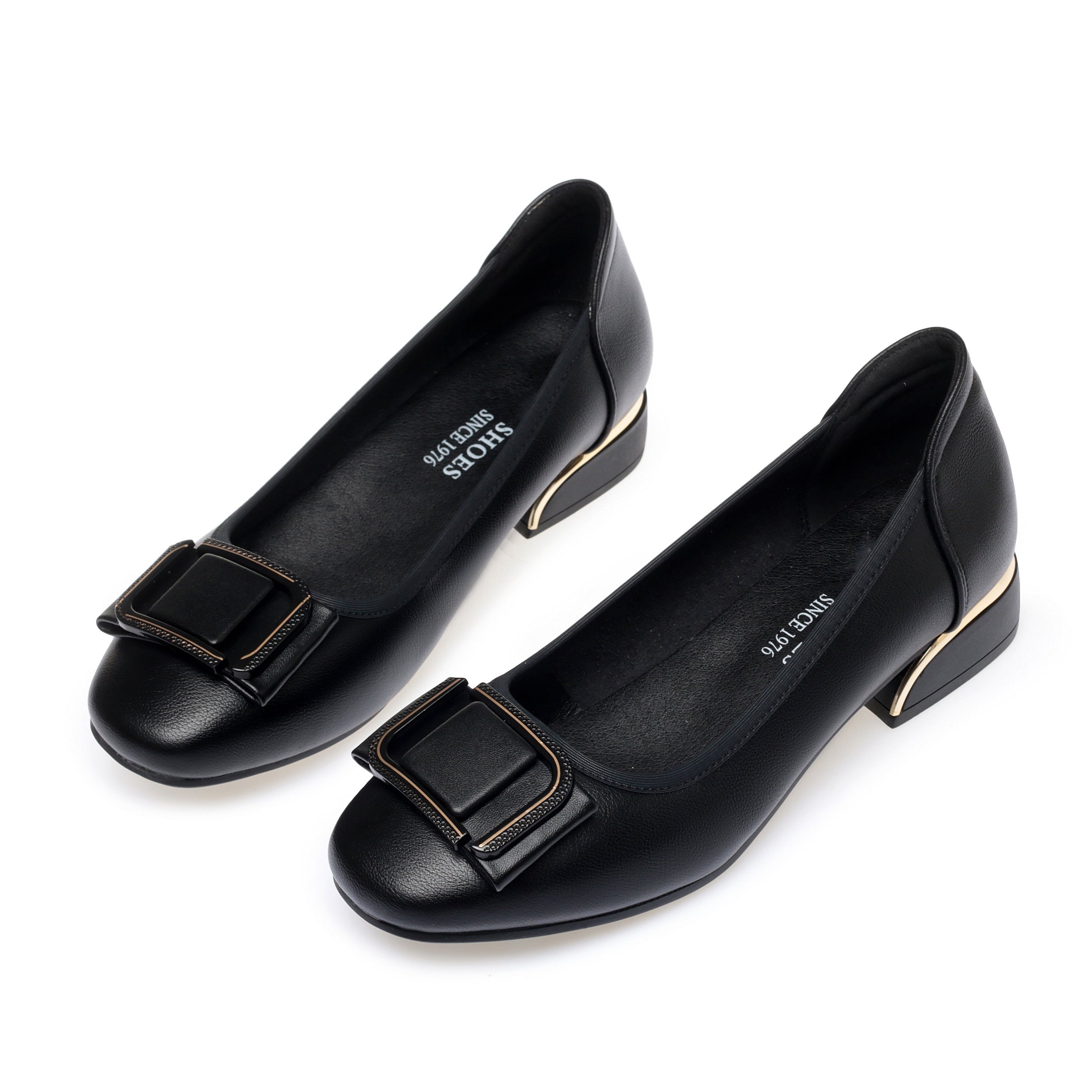 CUSHHIDE Women's Classic Block Heel Pumps, 1.2-Inch Heel