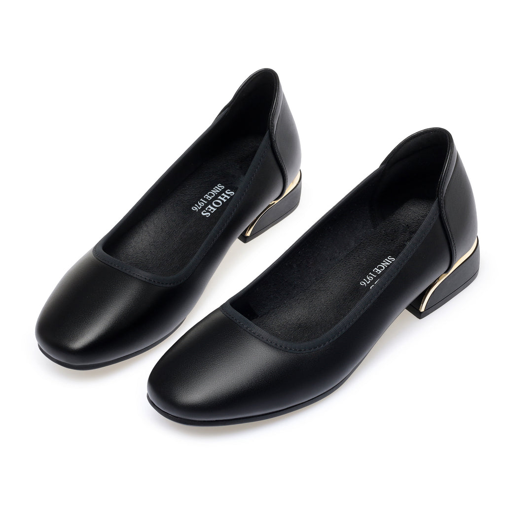 CUSHHIDE Women's Classic Block Heel Pumps, 1.2-Inch Heel