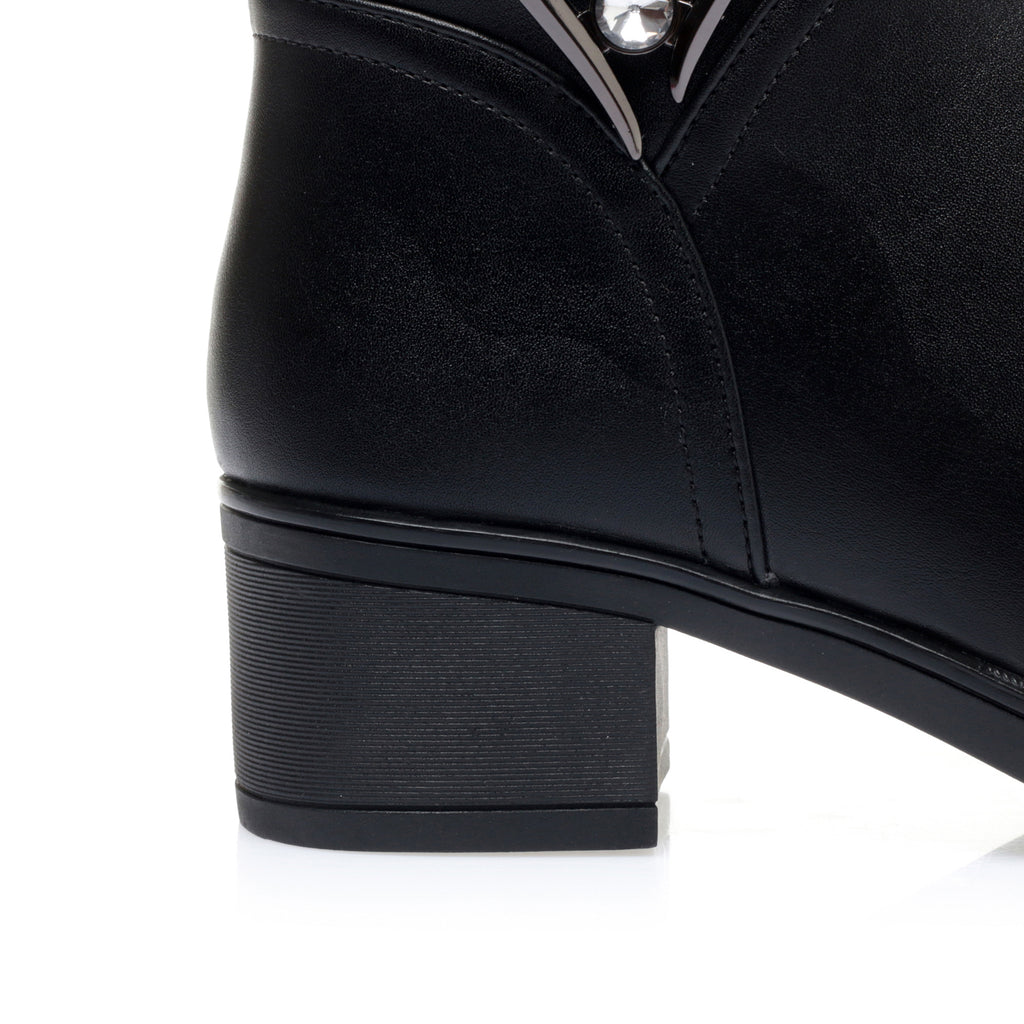 CUSHHIDE Women's Fleece-Lined Ankle Boots with Metal Buckle, 2-Inch Heel