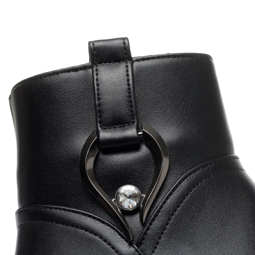 CUSHHIDE Women's Fleece-Lined Ankle Boots with Metal Buckle, 2-Inch Heel