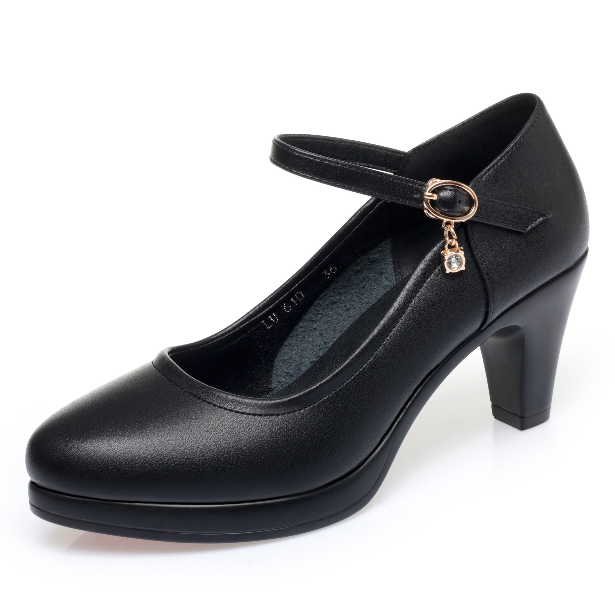 CUSHHIDE Women's Mary Jane Heels with Buckle Strap