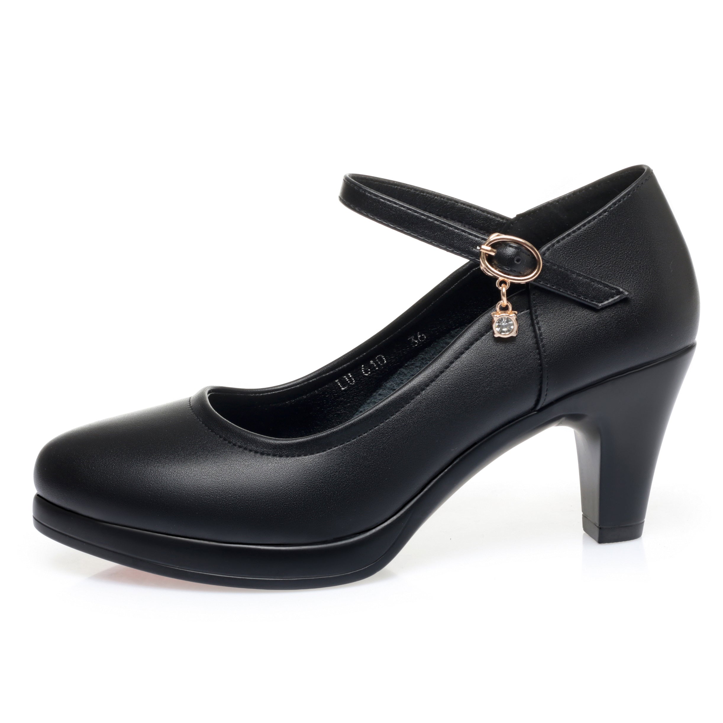 CUSHHIDE Women's Mary Jane Heels with Buckle Strap