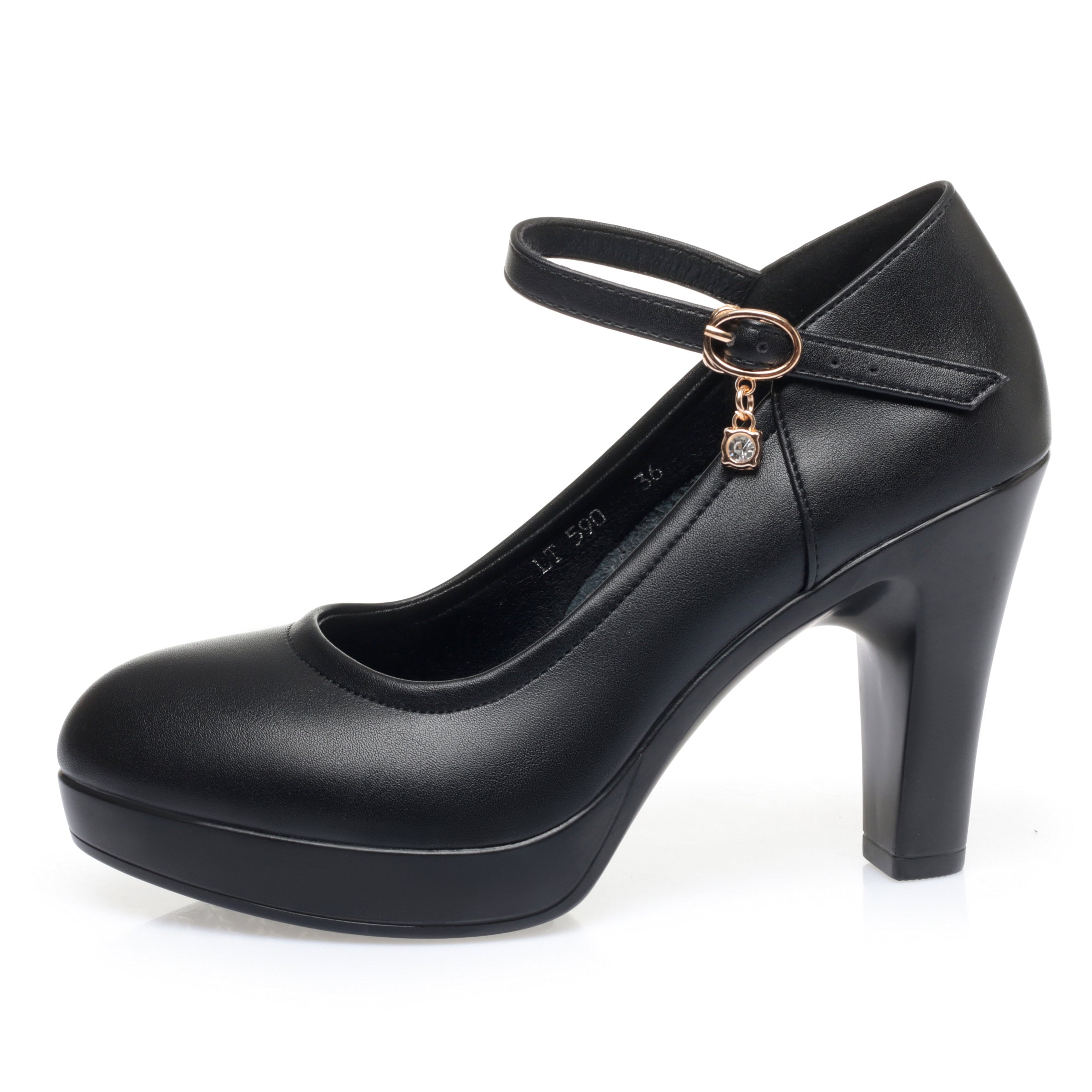 CUSHHIDE Women's Mary Jane Heels with Buckle Strap