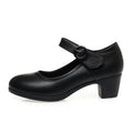 CUSHHIDE Women's Classic Block Heel Pumps with Hook-and-Loop Strap