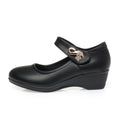 CUSHHIDE Women's Metal Accent Wedge Shoes with Adjustable Strap