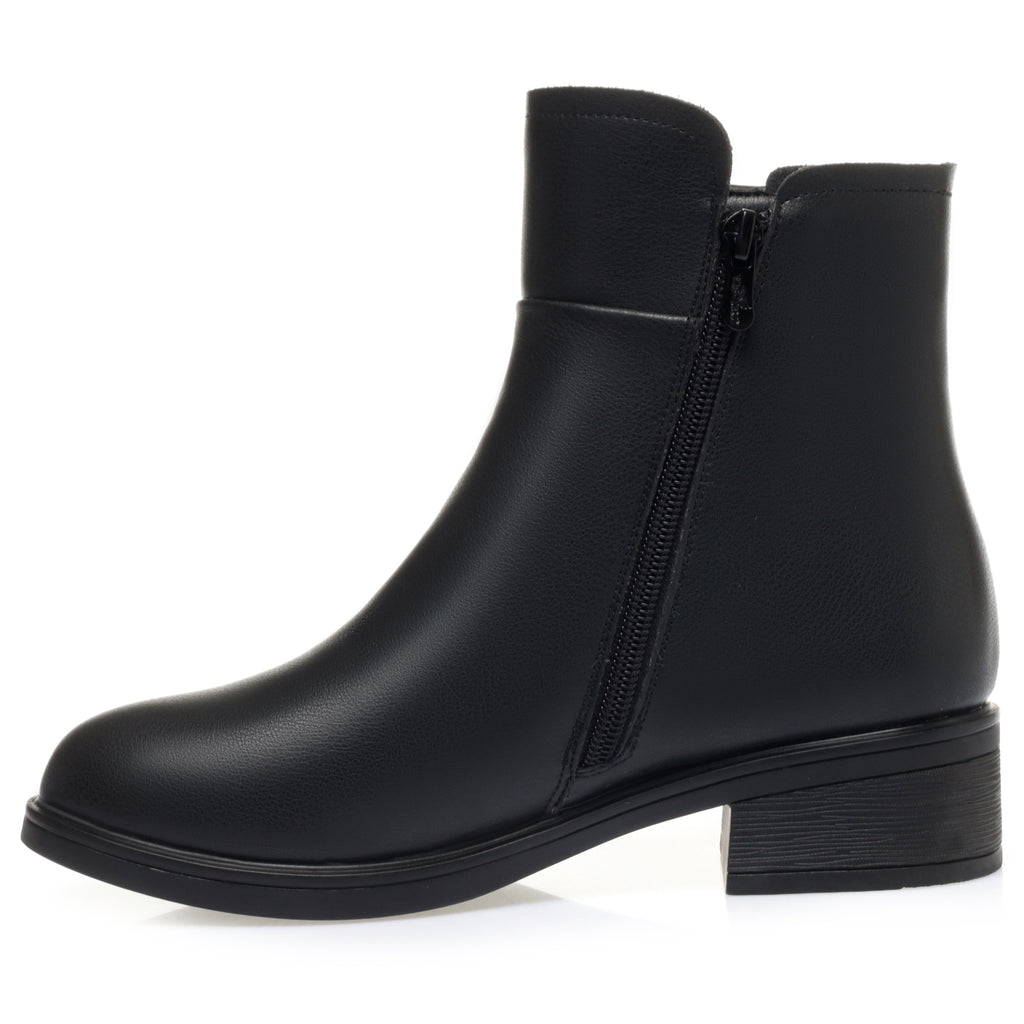 CUSHHIDE Women's Fleece-Lined Ankle Boots with Metal Buckle, 1.4-Inch Heel