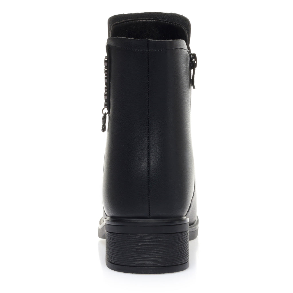 CUSHHIDE Women's Fleece-Lined Ankle Boots with Metal Buckle, 1.4-Inch Heel