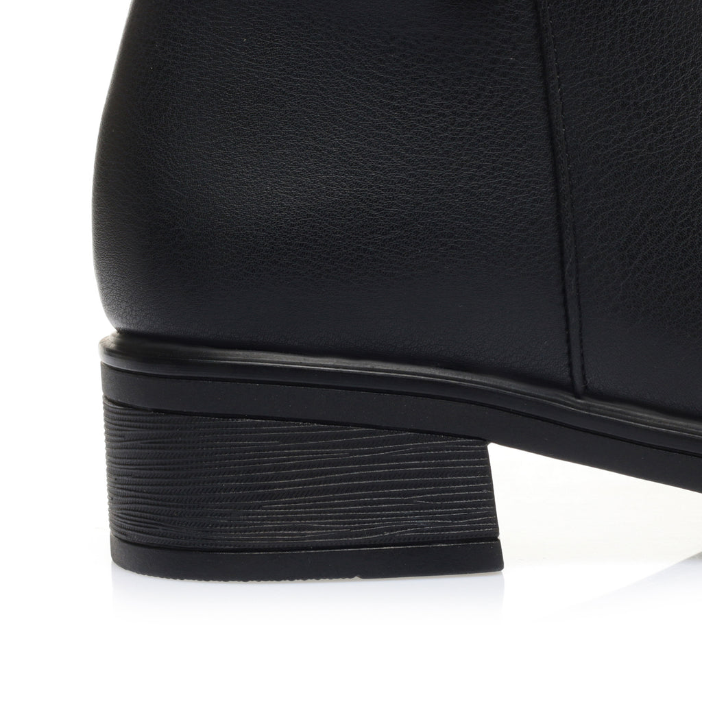CUSHHIDE Women's Fleece-Lined Ankle Boots with Metal Buckle, 1.4-Inch Heel