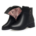 CUSHHIDE Women's Fleece-Lined Ankle Boots with Metal Buckle, 1.4-Inch Heel