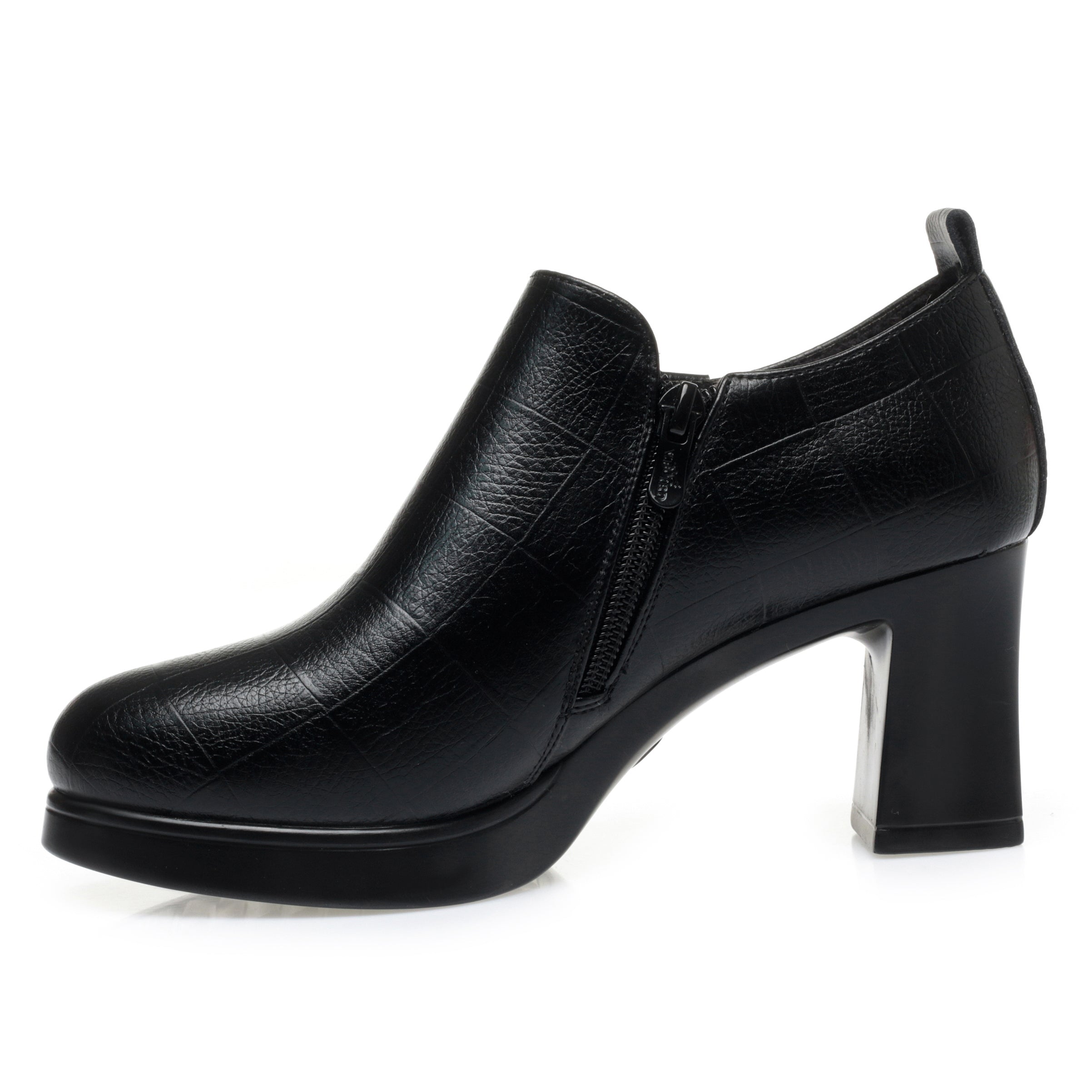 CUSHHIDE Women's Fleece-Lined Ankle Boots with Metal Accent and Side Zipper, 2.8-Inch Heel