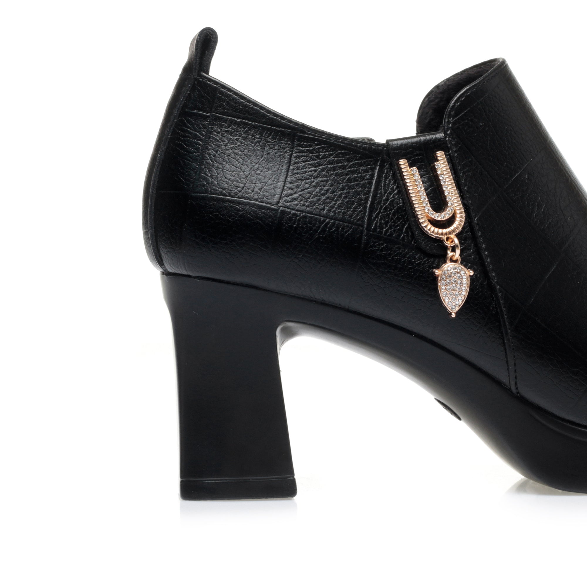 CUSHHIDE Women's Fleece-Lined Ankle Boots with Metal Accent and Side Zipper, 2.8-Inch Heel