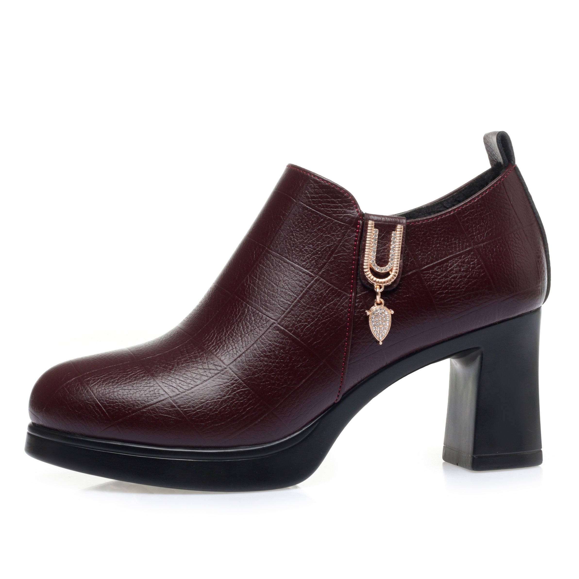 CUSHHIDE Women's Fleece-Lined Ankle Boots with Metal Accent and Side Zipper, 2.8-Inch Heel