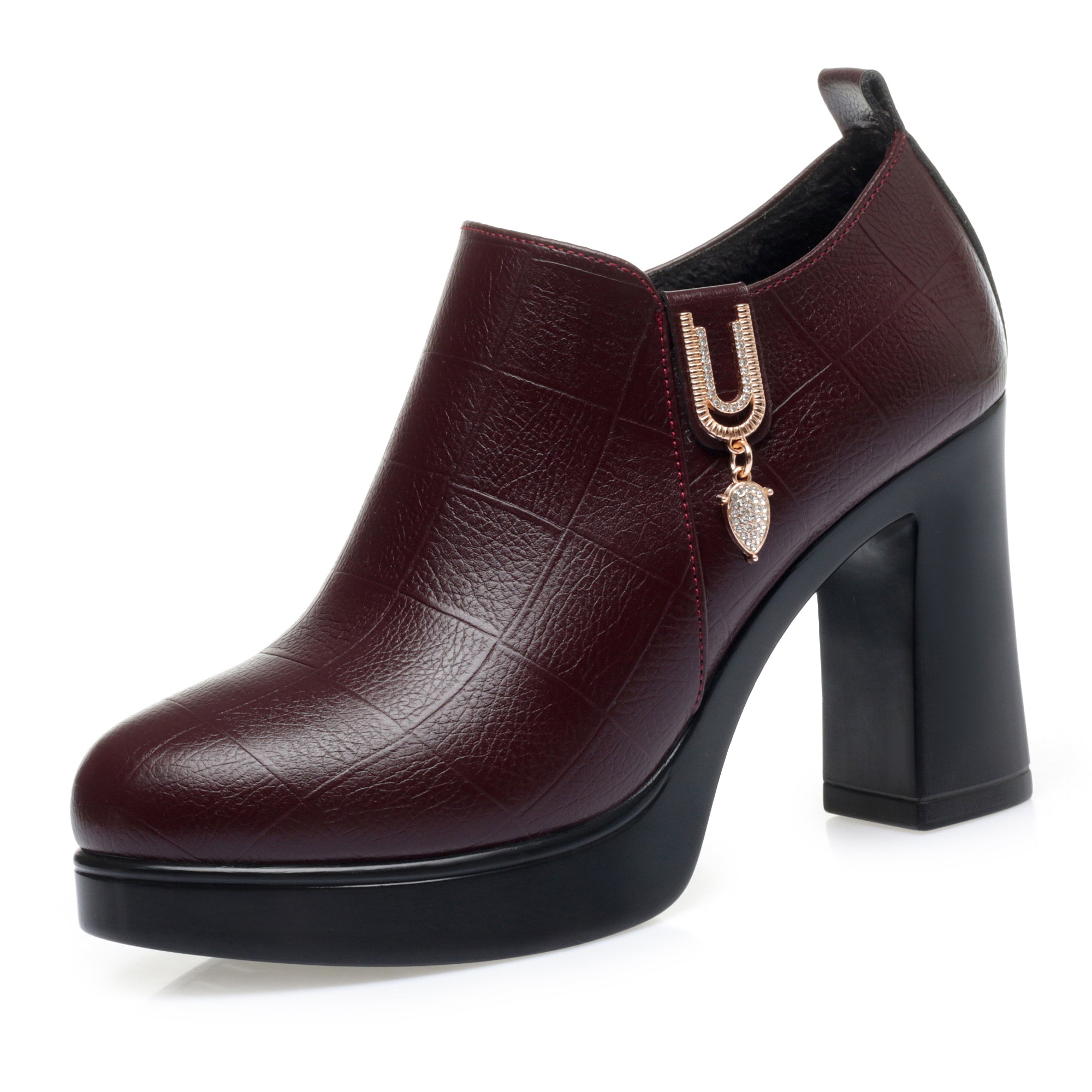 CUSHHIDE Women's Fleece-Lined Ankle Boots with Metal Accent, 3.5-Inch Heel
