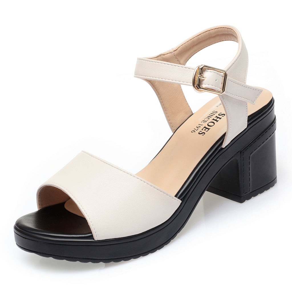 CUSHHIDE Women's Classic Slip-On Heeled Sandals, 2.2-Inch Heel