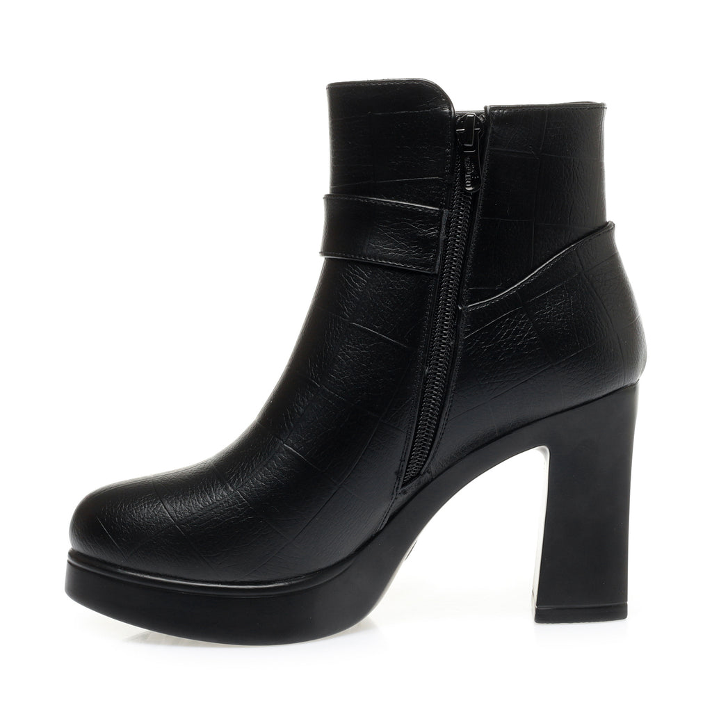 CUSHHIDE Women's Fleece-Lined Ankle Boots with Metal Accent, 2.8-Inch Heel