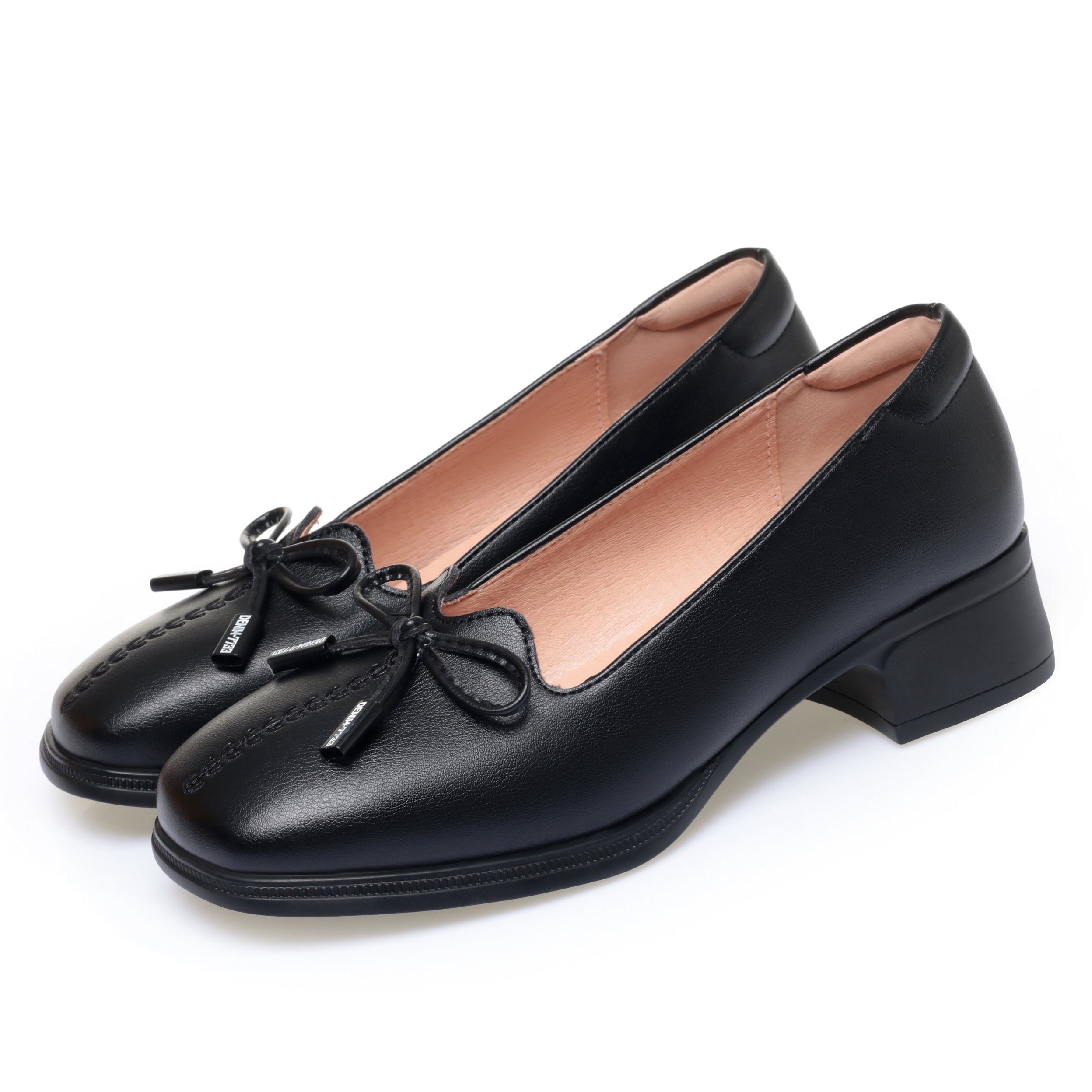 CUSHHIDE Women's Bow Block Heel Pumps, 1.6-Inch Heel