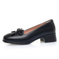 CUSHHIDE Women's Bow Block Heel Pumps, 1.6-Inch Heel