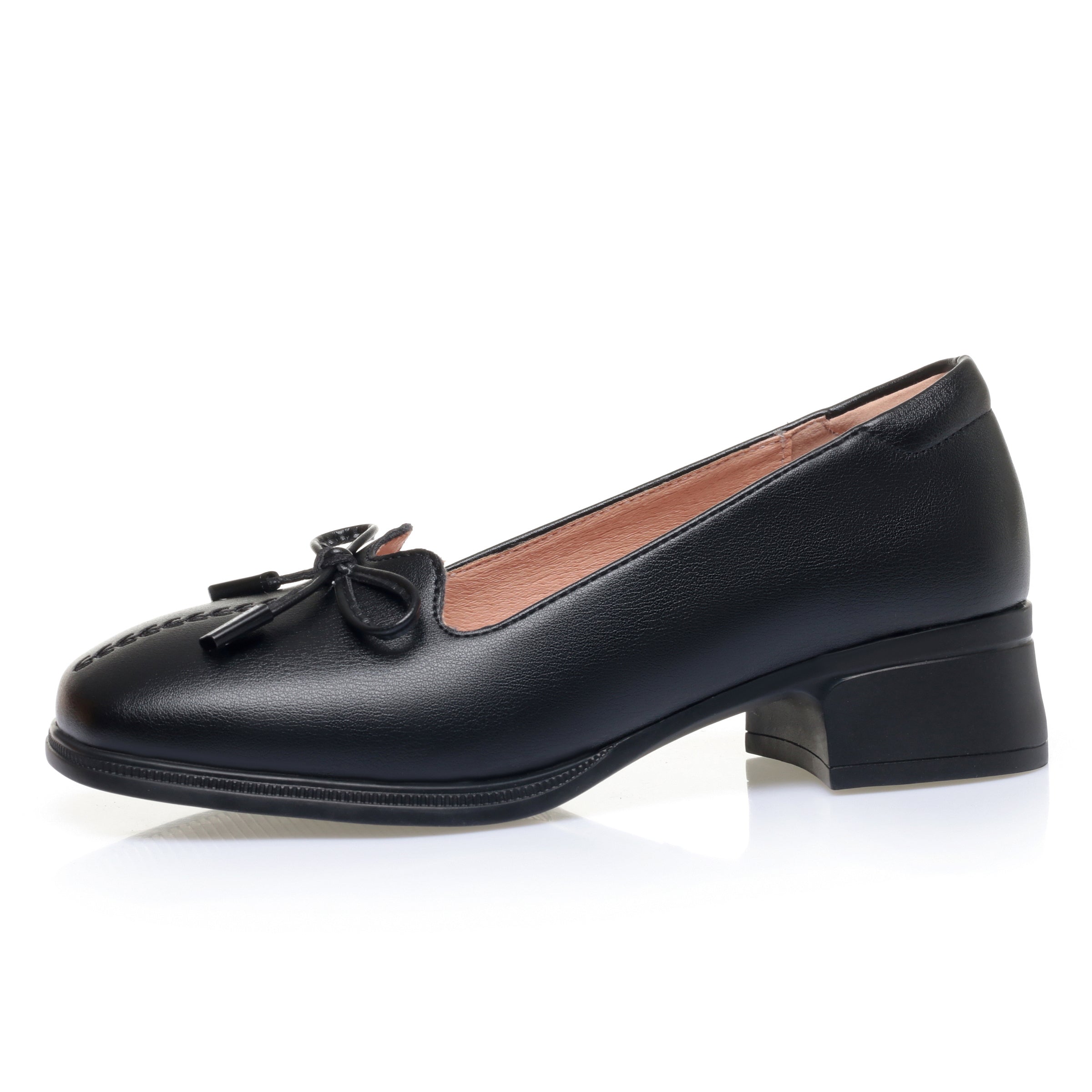 CUSHHIDE Women's Bow Block Heel Pumps, 1.6-Inch Heel