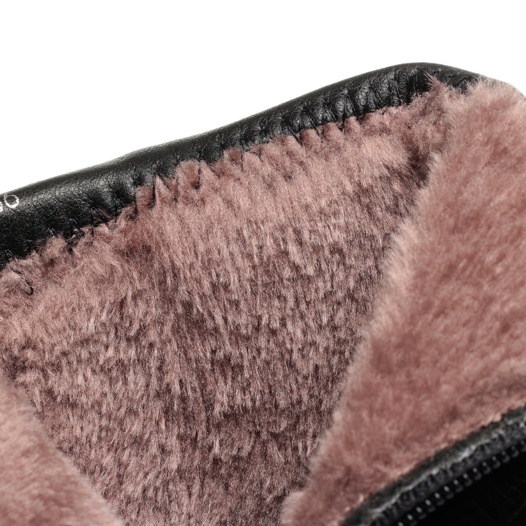 CUSHHIDE Women's Fleece-Lined Ankle Boots with Metal Accent, 2.8-Inch Heel