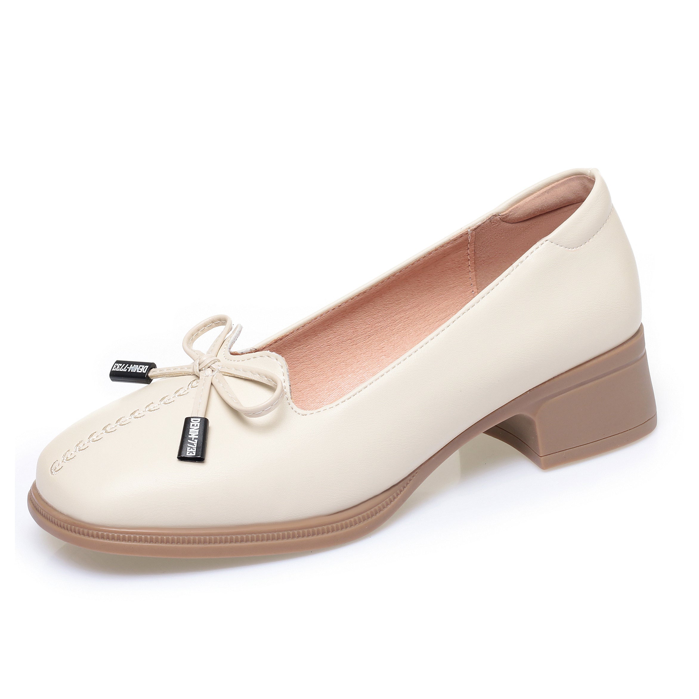 CUSHHIDE Women's Bow Block Heel Pumps, 1.6-Inch Heel
