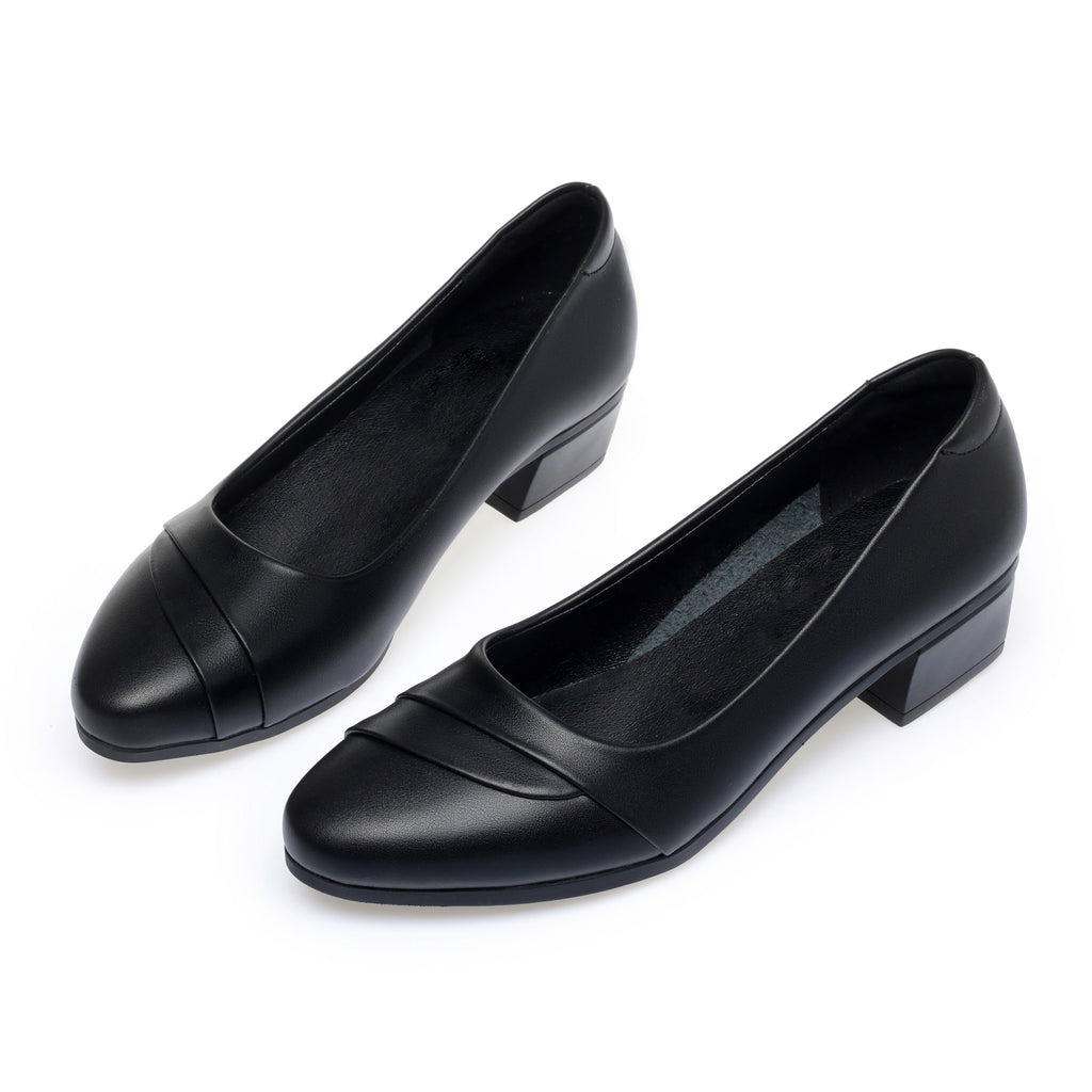 CUSHHIDE Women's Classic Block Heel Pumps, 1.6-Inch Heel