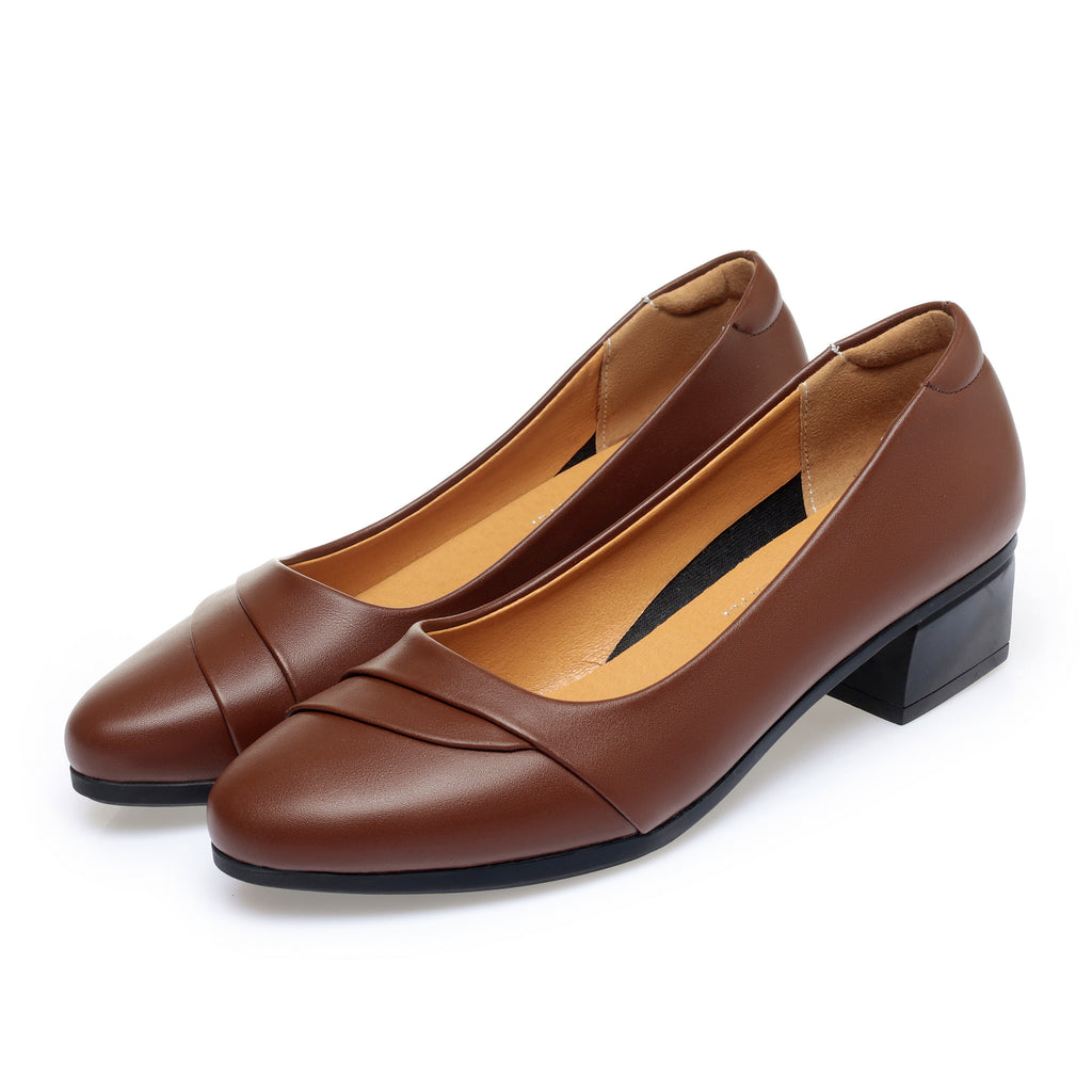 CUSHHIDE Women's Classic Block Heel Pumps, 1.6-Inch Heel