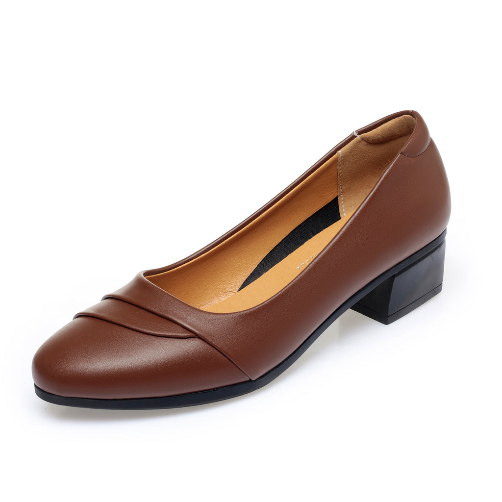 CUSHHIDE Women's Classic Block Heel Pumps, 1.6-Inch Heel