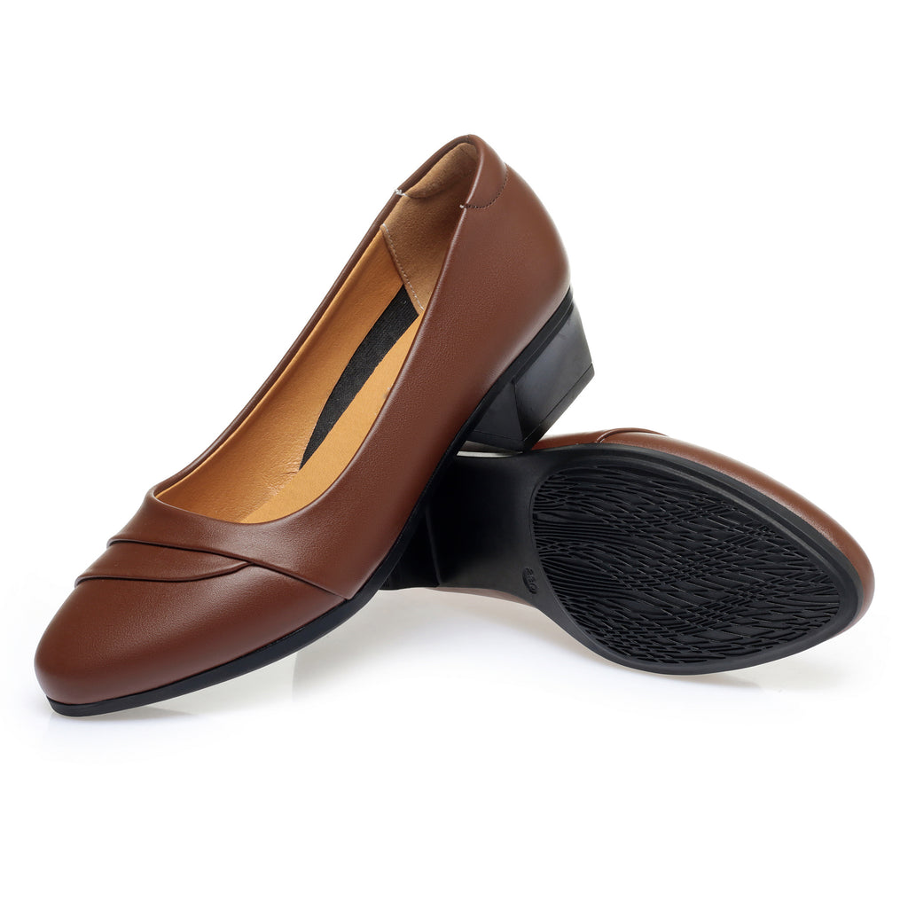 CUSHHIDE Women's Classic Block Heel Pumps, 1.6-Inch Heel
