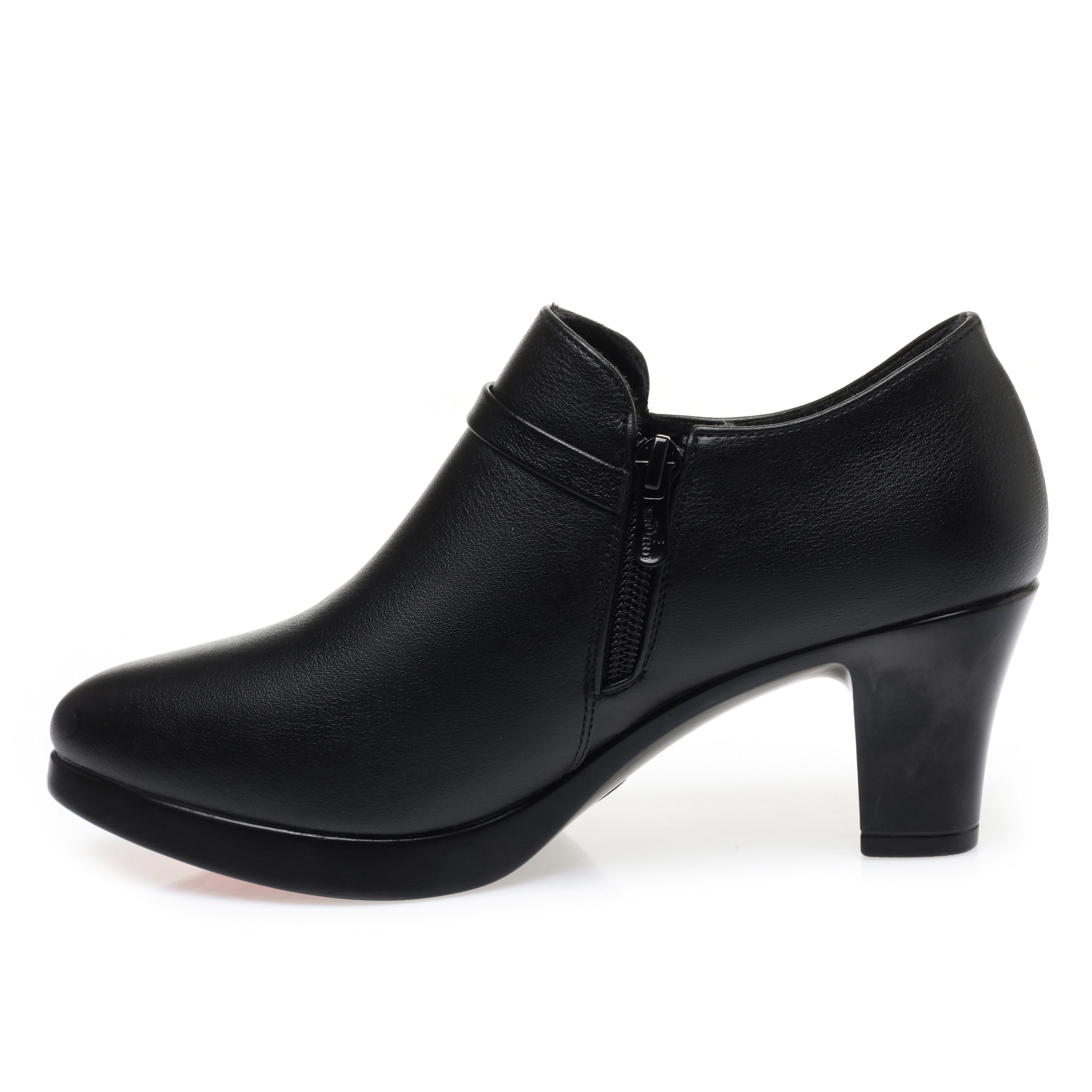 CUSHHIDE Women's Fleece-Lined Ankle Boots with Metal Accent, 2.4-3.5-Inch Heel